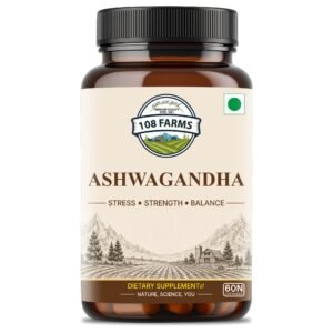 108 Farms Ashwagandha Capsules – Natural Stress Relief, Strength & Balance | 60 Capsules
